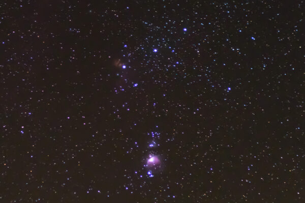 Orionnebel (M42), Flammennebel (NGC 2024) und Orion-Gürtel